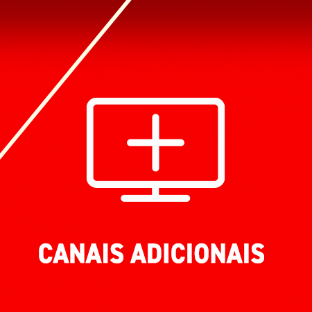 Imagem de uma TV em vermelho com o texto: Canais Adicionais. card numero 2