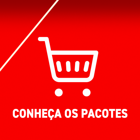 Imagem de carrinho de compras com o texto: Conheça os pacotes. card numero 1